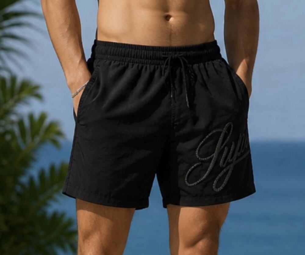 Supreme Swim Trunks Mens Small Black Water Short Script Logo Mesh Nylon
